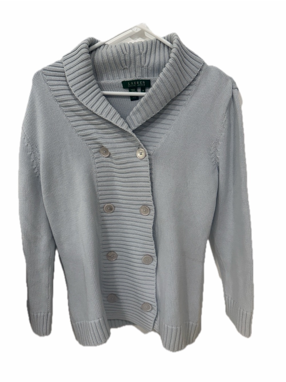 Lauren Ralph Lauren Shawl Collar Button-Front 3/4 Sleeve Sweater